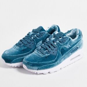 Nike Air Max 90 velvet sneakers in ash green/metallic silver